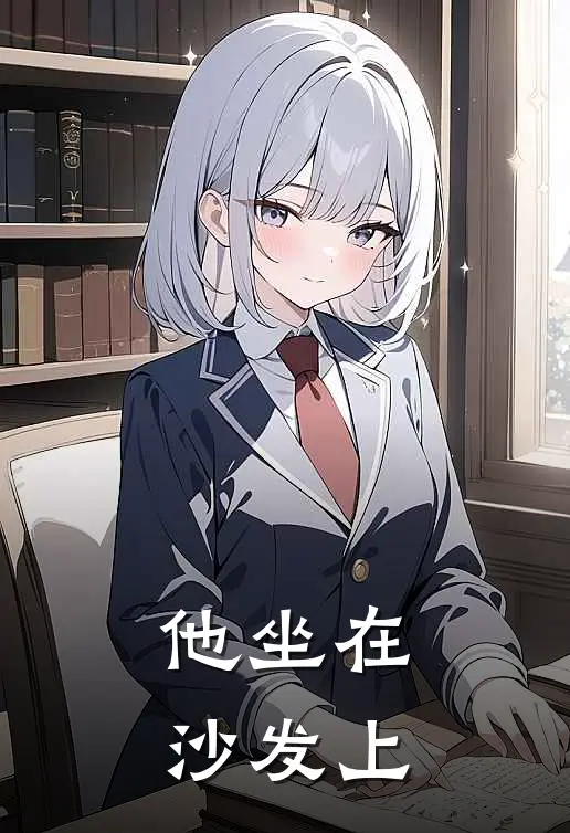 他坐在沙发上